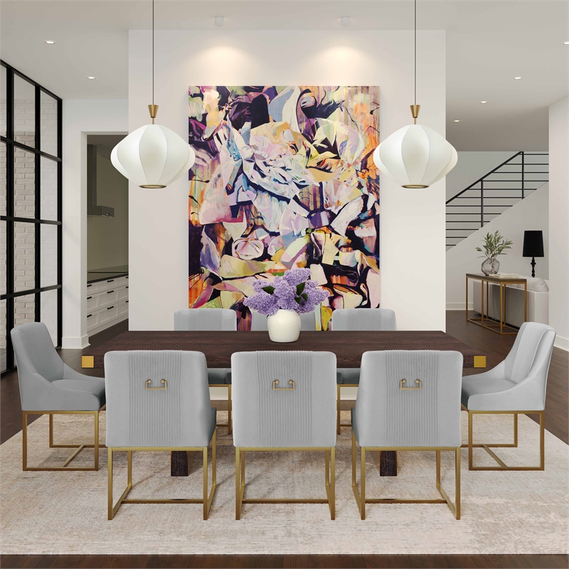 Maklaine Modern Contemporary Gray Pleated Velvet Dining Chair