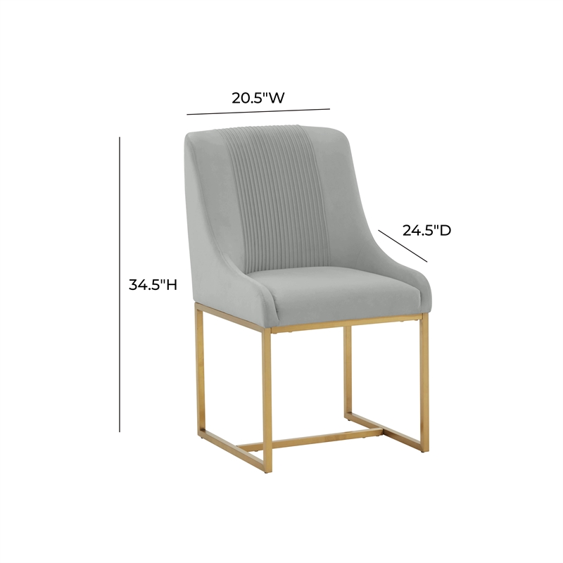 Maklaine Modern Contemporary Gray Pleated Velvet Dining Chair