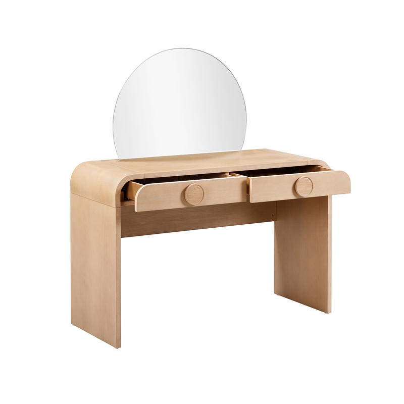 Maklaine Modern Contemporary Natural Ash 2-Drawer Vanity Desk