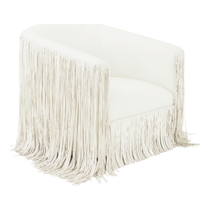 Maklaine Modern Contemporary Ivory Vegan Leather Swivel Chair