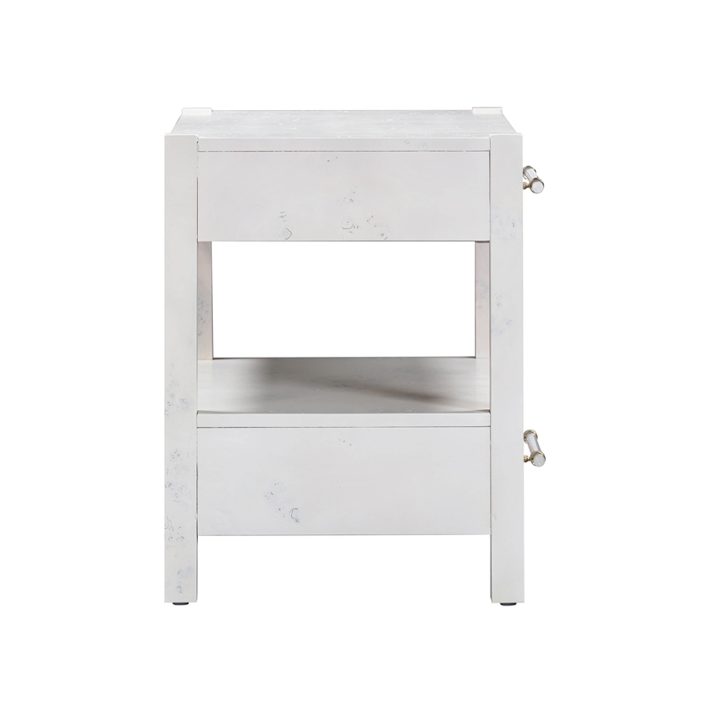 Maklaine Engineered Wood White Nightstand Rectangular 26