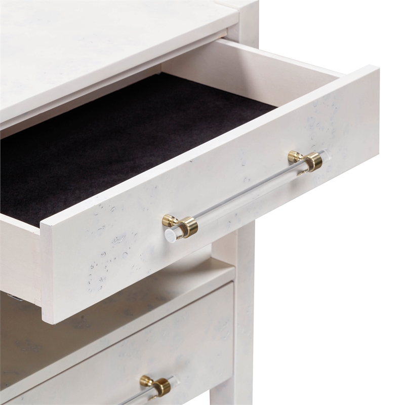 Maklaine Engineered Wood White Nightstand Rectangular 26