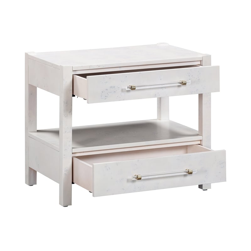 Maklaine Engineered Wood White Nightstand Rectangular 26