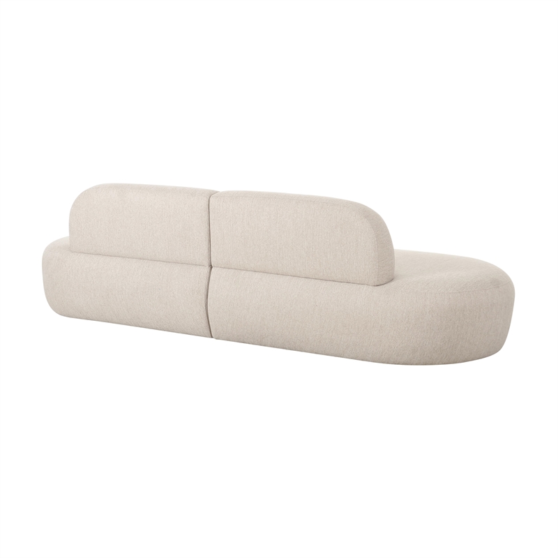 Maklaine Modern Contemporary Linen Fabric Sofa in Beige Finish