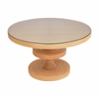Maklaine Rattan Natural Dining Table Round Tempered Glass 51.2