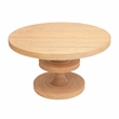 Maklaine Rattan Natural Dining Table Round Tempered Glass 51.2