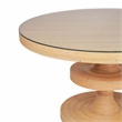 Maklaine Rattan Natural Dining Table Round Tempered Glass 51.2