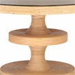 Maklaine Rattan Natural Dining Table Round Tempered Glass 51.2
