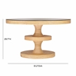 Maklaine Rattan Natural Dining Table Round Tempered Glass 51.2
