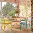 Maklaine Rattan Natural Dining Table Round Tempered Glass 51.2
