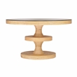 Maklaine Rattan Natural Dining Table Round Tempered Glass 51.2