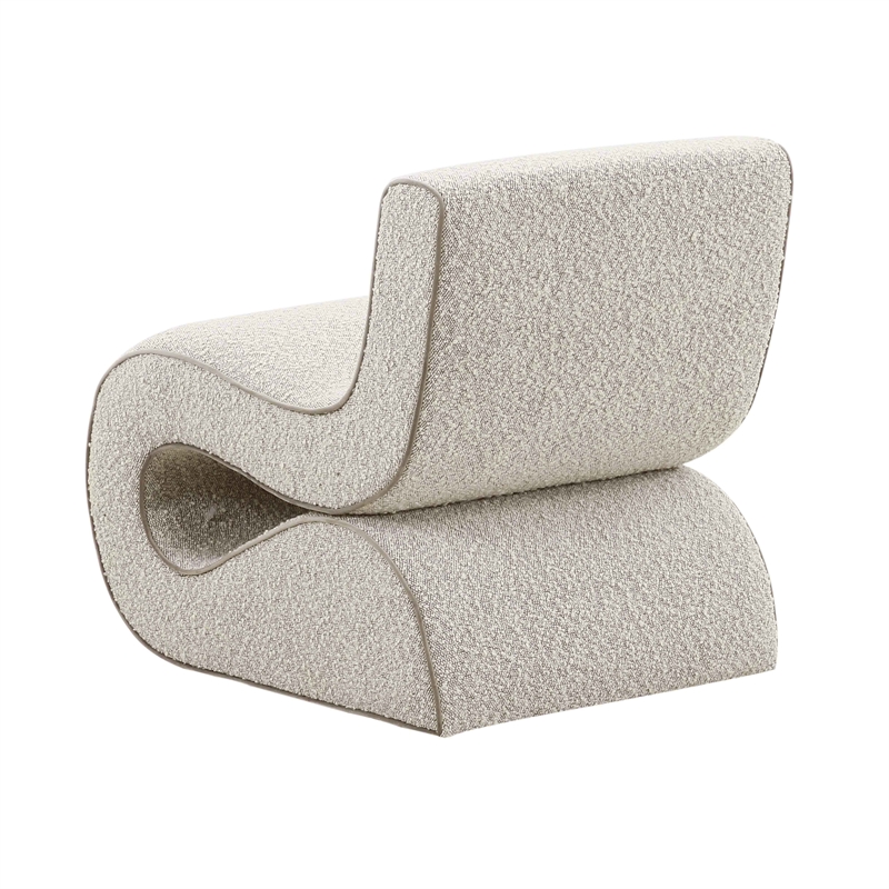 Maklaine Modern Contemporary Speckled Gray Boucle Accent Chair