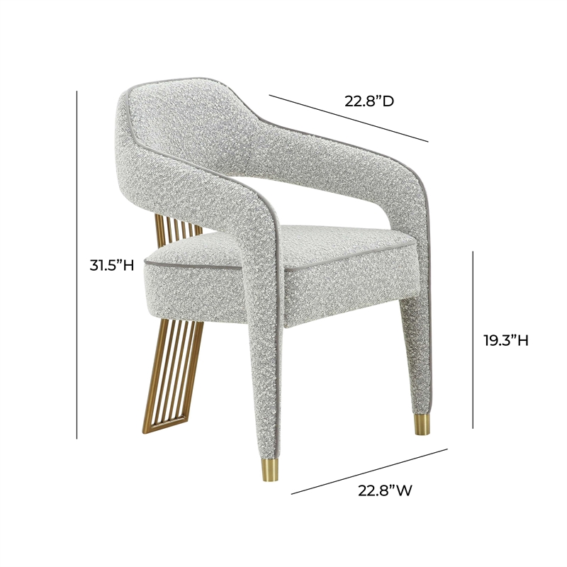Maklaine Modern Contemporary Speckled Gray Boucle Dining Chair