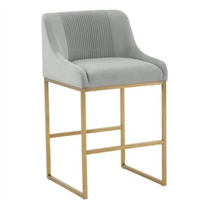 Maklaine Modern Contemporary Gray Pleated Velvet Counter Stool