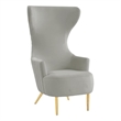 Maklaine Contemporary Gray Velvet Channel Tufted Wingback Chair