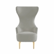 Maklaine Contemporary Gray Velvet Channel Tufted Wingback Chair