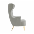 Maklaine Contemporary Gray Velvet Channel Tufted Wingback Chair