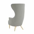 Maklaine Contemporary Gray Velvet Channel Tufted Wingback Chair