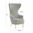 Maklaine Contemporary Gray Velvet Channel Tufted Wingback Chair