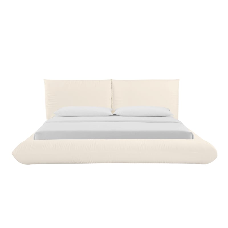 Maklaine Contemporary Cream 100 Percent Recycled Linen King Bed
