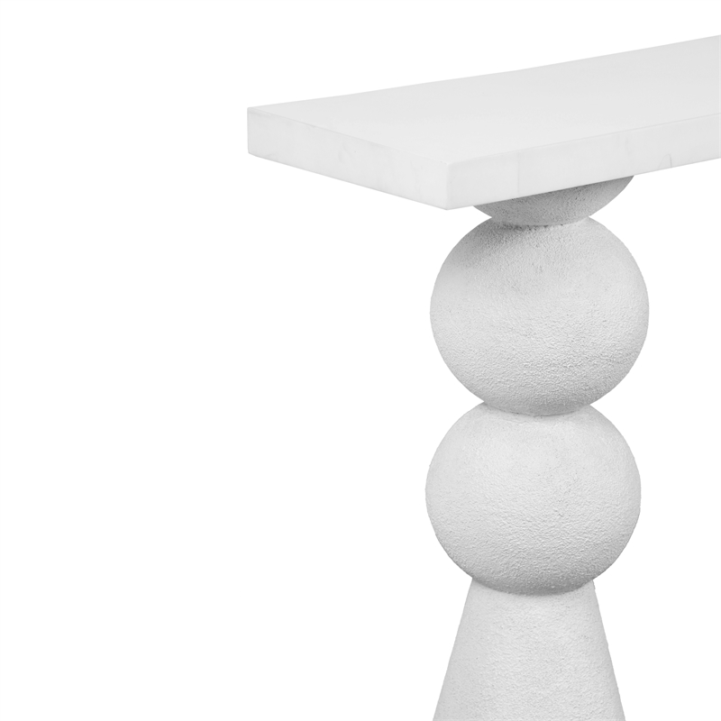 Maklaine Modern Contemporary Resin Console Table in White Finish