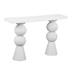 Maklaine Modern Contemporary Resin Console Table in White Finish