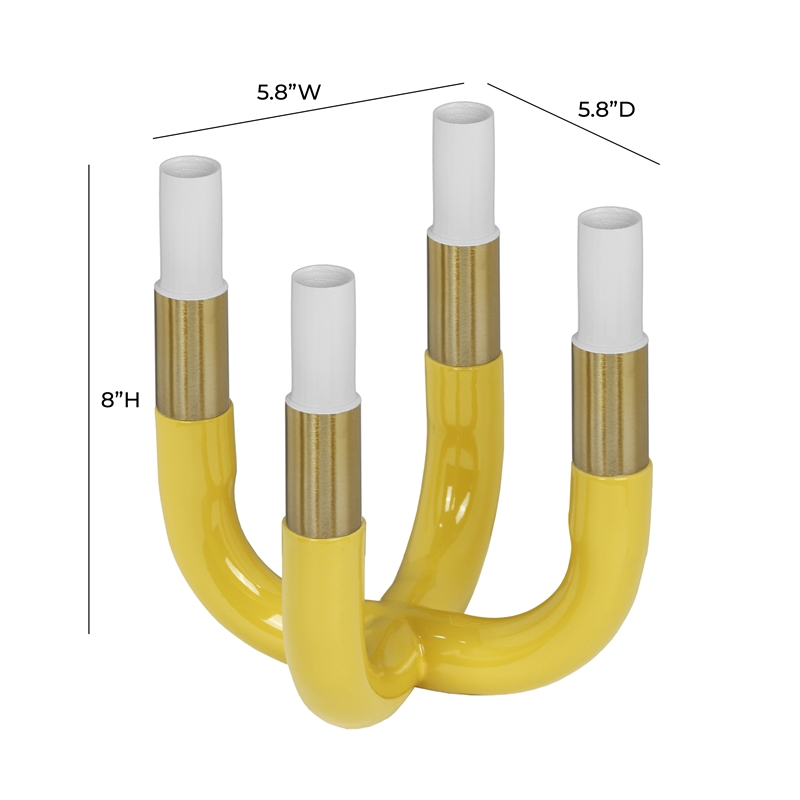 Maklaine Modern Contemporary Mustard Yellow Aluminium Candelabra