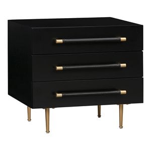Maklaine Modern Contemporary Black Finish Acacia Wood Nightstand