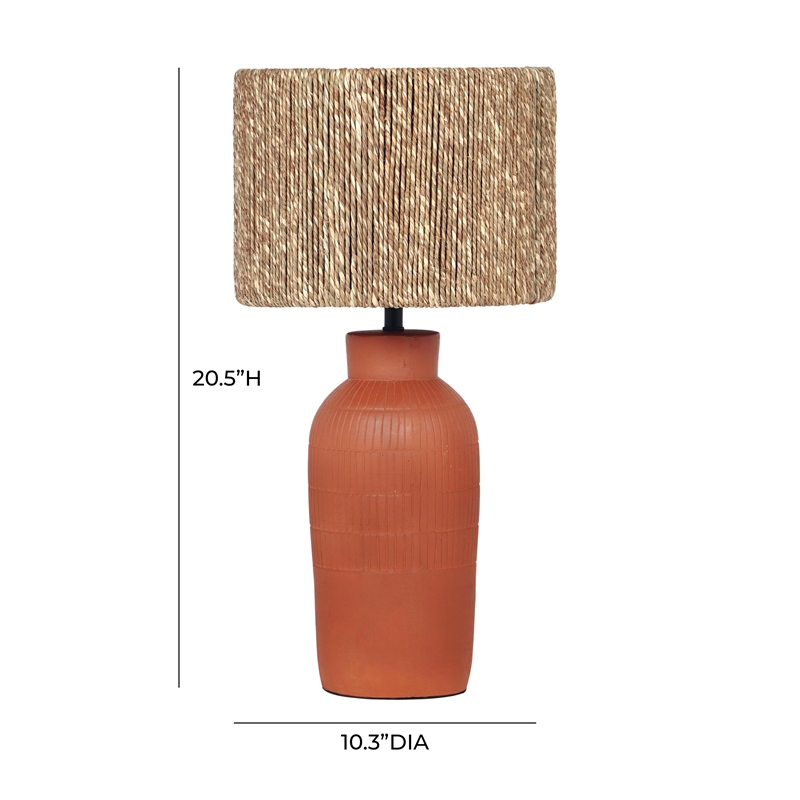 Maklaine Terracotta Natural Table Lamp