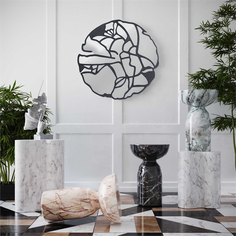 Maklaine Modern Contemporary White Marble Finish Short Side Table