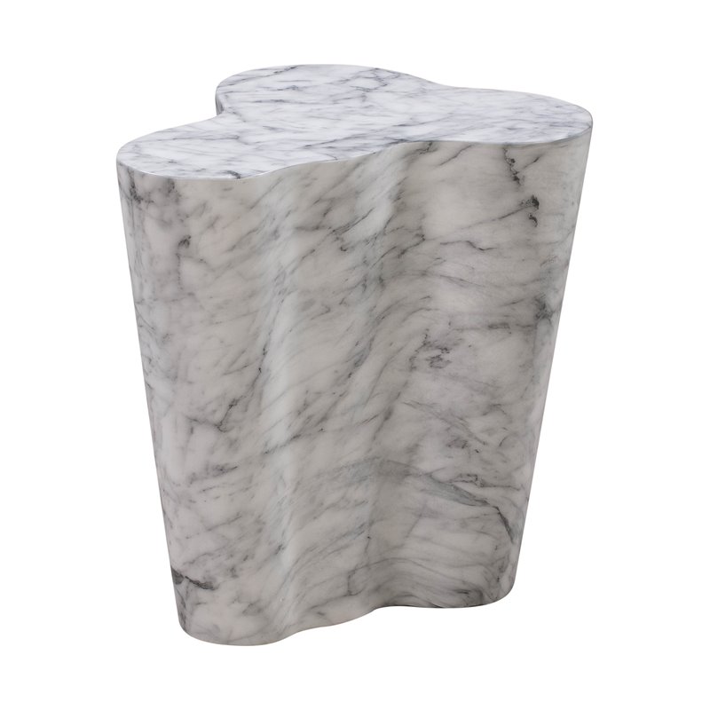 Maklaine Modern Contemporary White Marble Finish Short Side Table