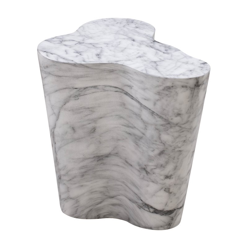 Maklaine Modern Contemporary White Marble Finish Short Side Table