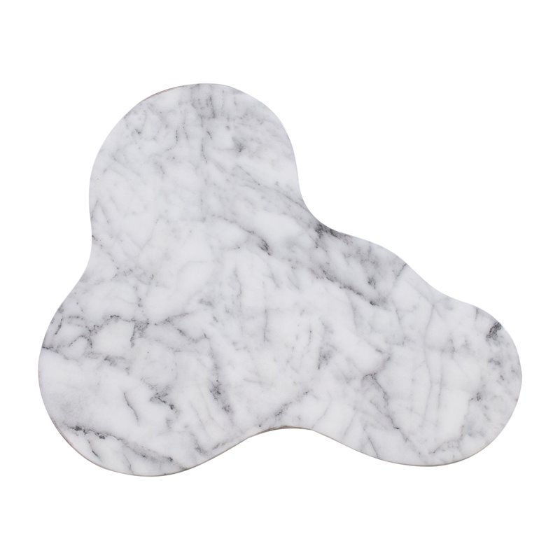 Maklaine Modern Contemporary White Marble Finish Short Side Table