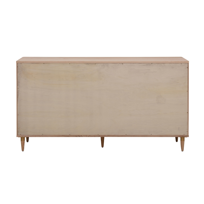 Maklaine Modern Contemporary Cane 6 Drawer Dresser in Brown Finish