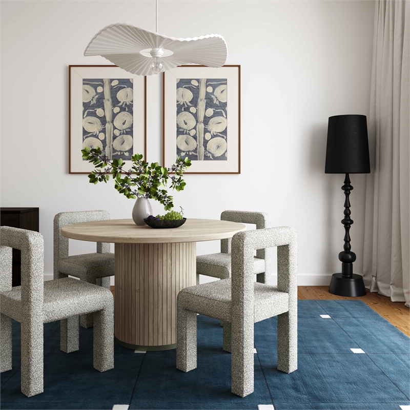 Maklaine Modern Contemporary Hazel Gray Finish Boucle Dining Chair