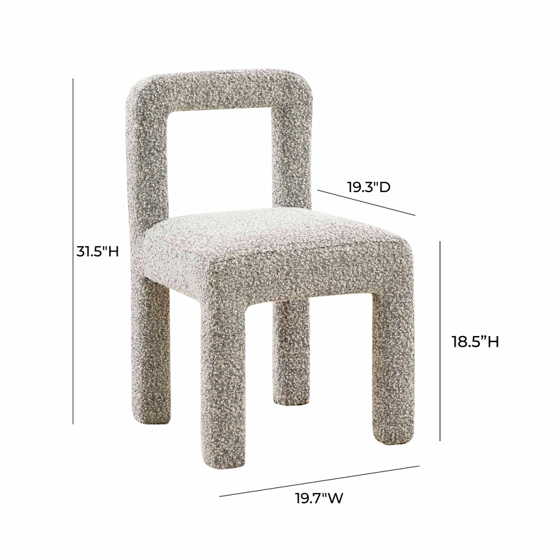 Maklaine Modern Contemporary Hazel Gray Finish Boucle Dining Chair