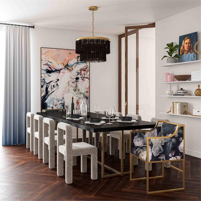 Maklaine Modern Contemporary Hazel Gray Finish Boucle Dining Chair