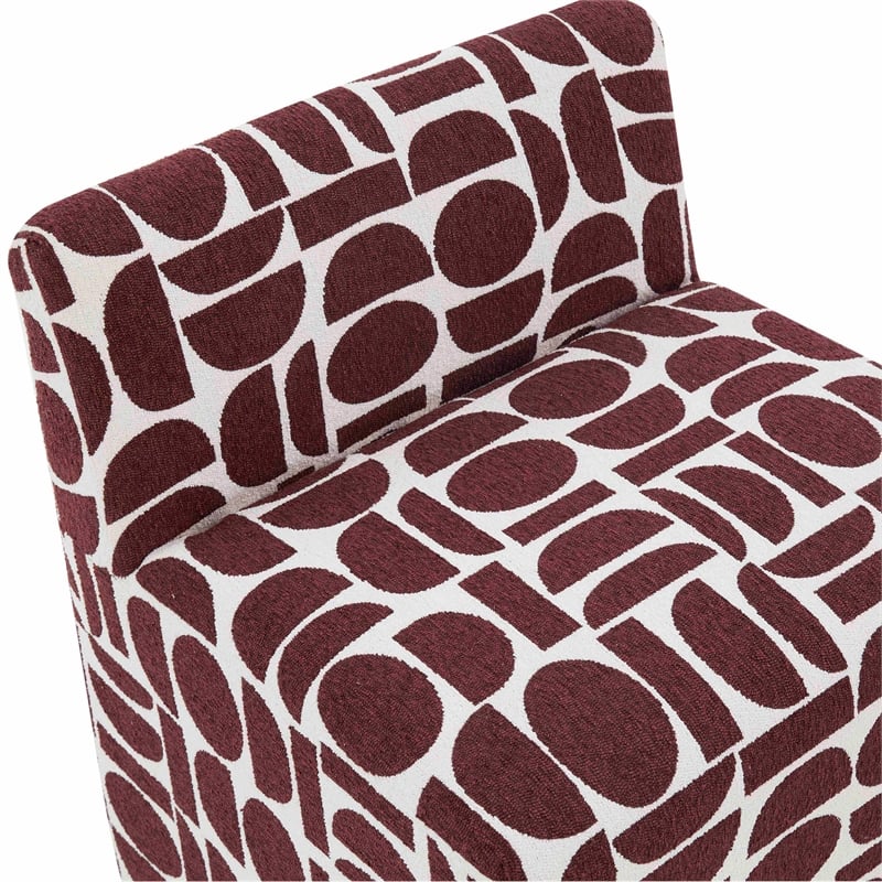 Maklaine Modern Contemporary Merlot Geometric Jacquard Weave Stool