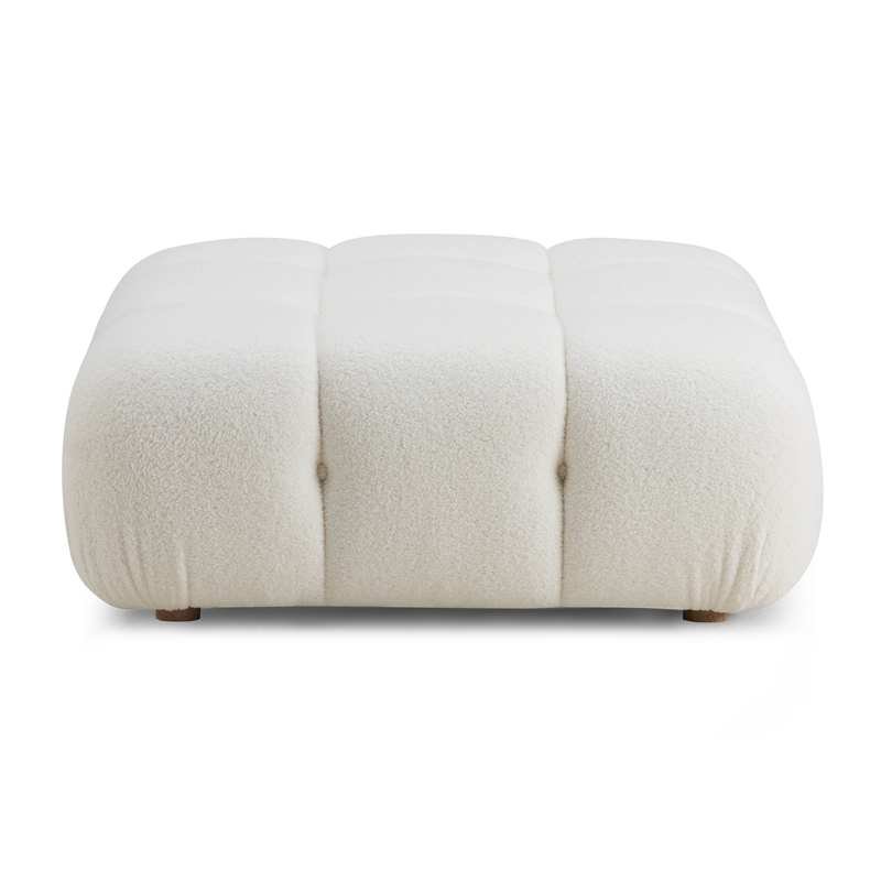 Maklaine Modern Contemporary Cream Vegan Shearling Modular Ottoman