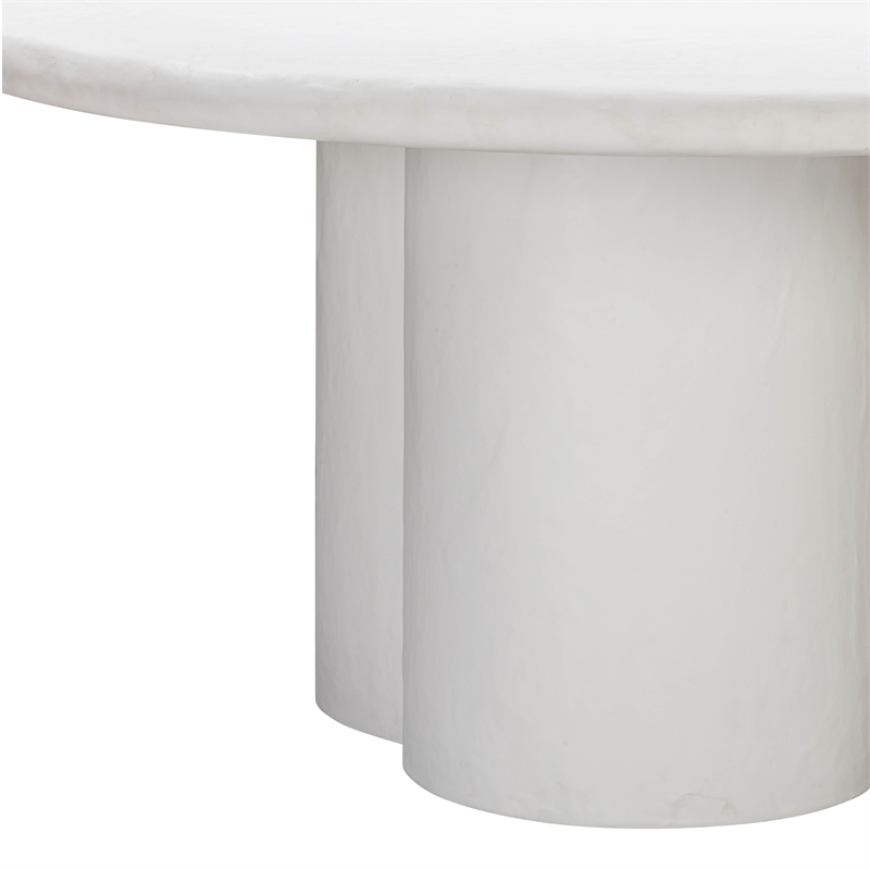 Maklaine Concrete White Dining Table Round Outdoor Safe Minor Assembly Required