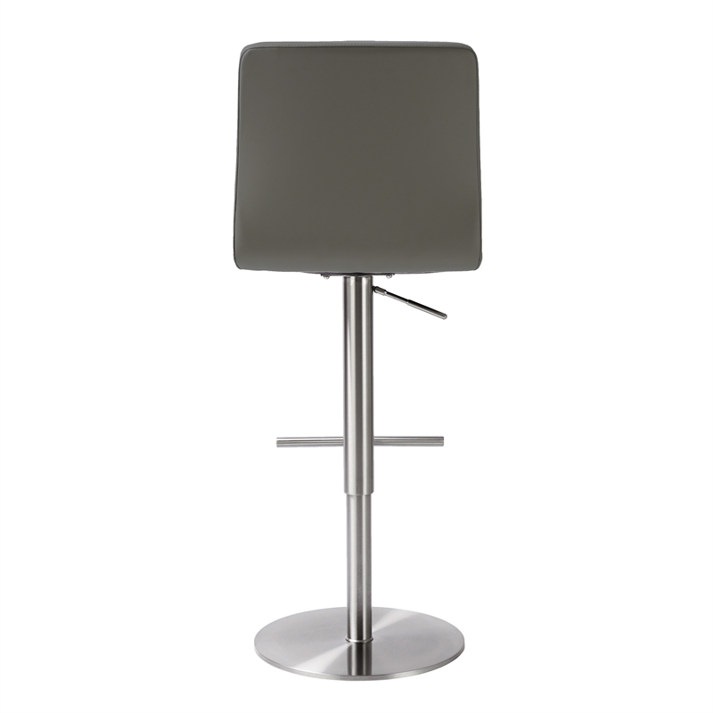 Maklaine Modern Dark Gray Vegan Leather on Silver Adjustable Stool