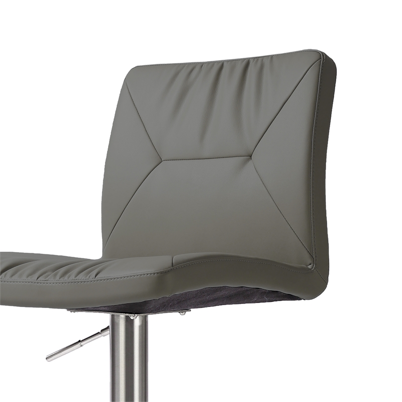 Maklaine Modern Dark Gray Vegan Leather on Silver Adjustable Stool