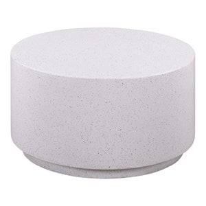 Maklaine 15.8&quotH Light Speckled Concrete Coffee Table in White/Gray