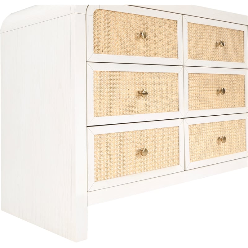 Maklaine Ash Wood White Dresser Rectangular Mid-Century 60