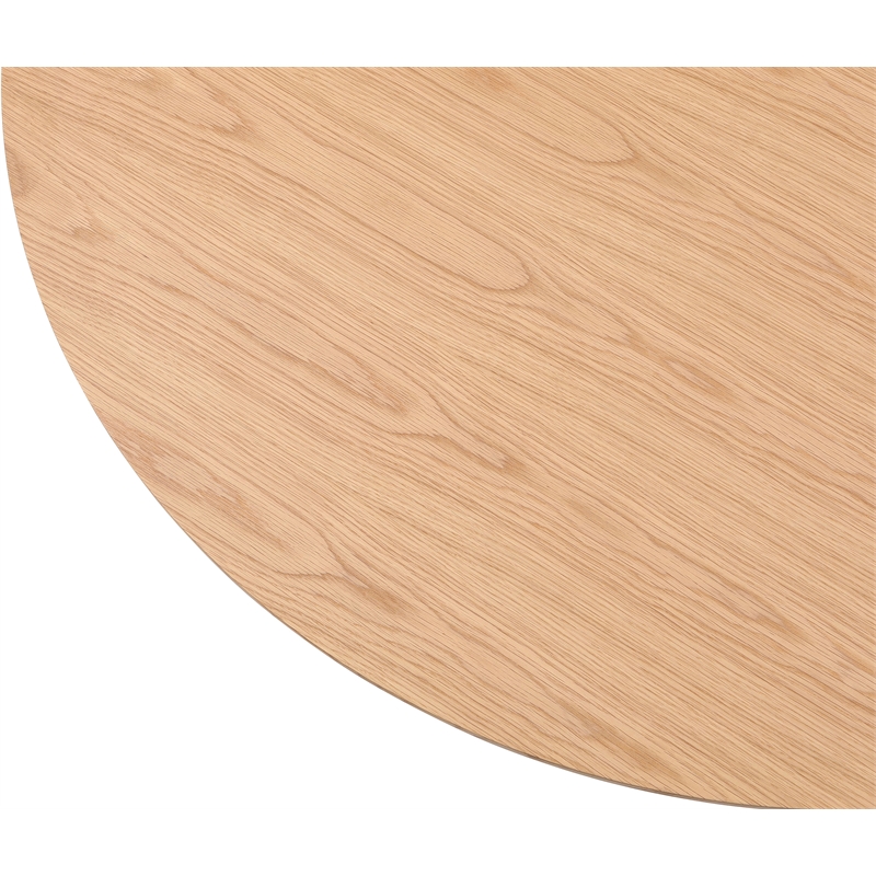 Maklaine Contemporary Natural Oak Veneer Solid Wood Fluted Base Dining Table