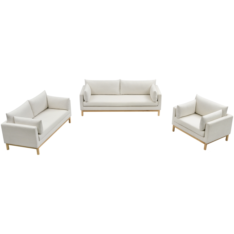 Maklaine Linen Cream Sofa Rectangular 89.5