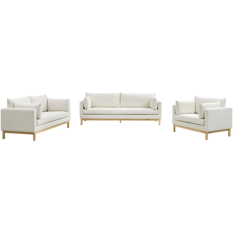 Maklaine Linen Cream Sofa Rectangular 89.5