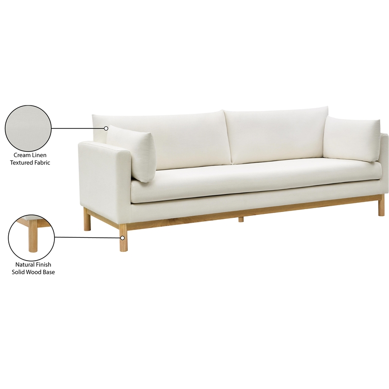 Maklaine Linen Cream Sofa Rectangular 89.5