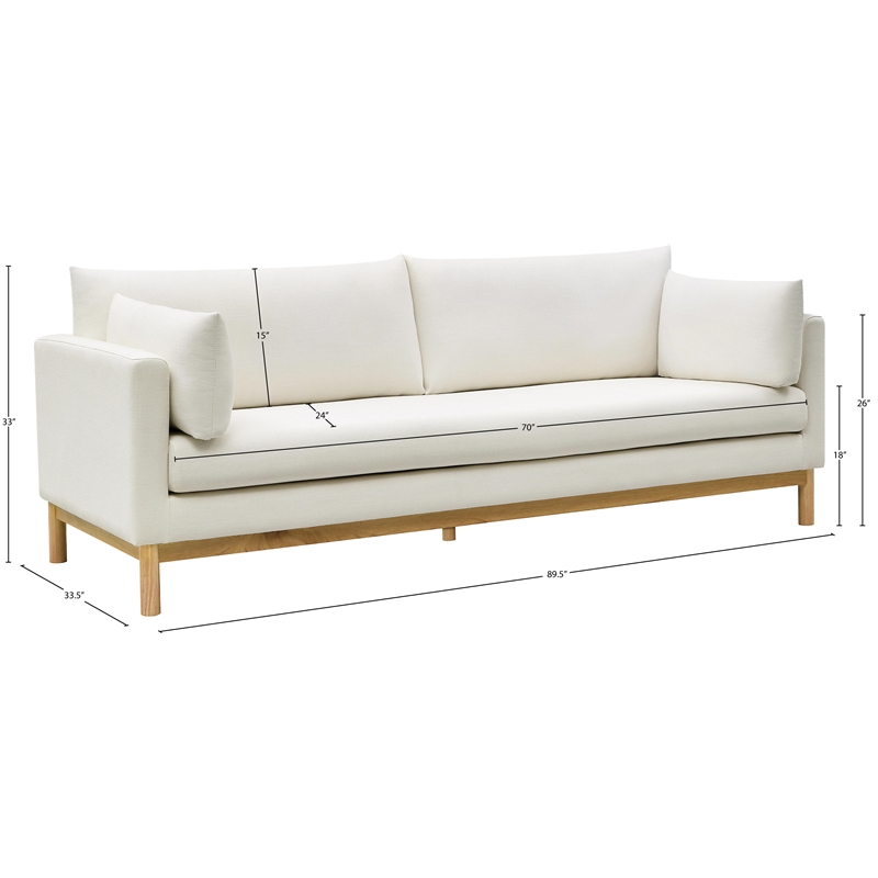 Maklaine Linen Cream Sofa Rectangular 89.5