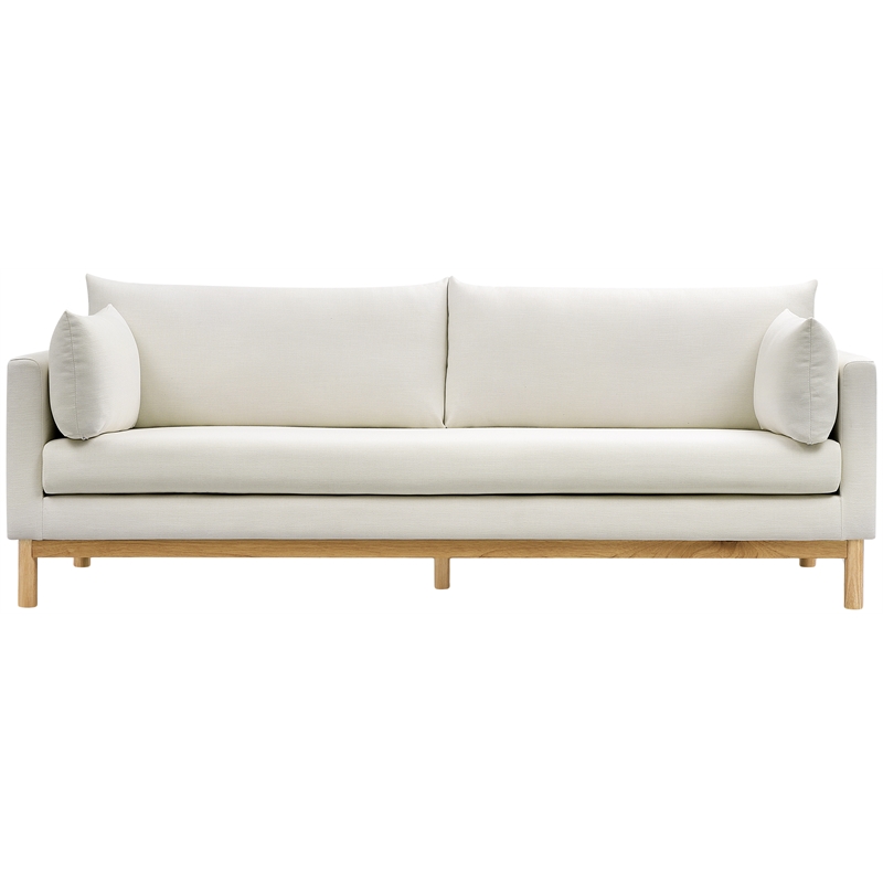 Maklaine Linen Cream Sofa Rectangular 89.5